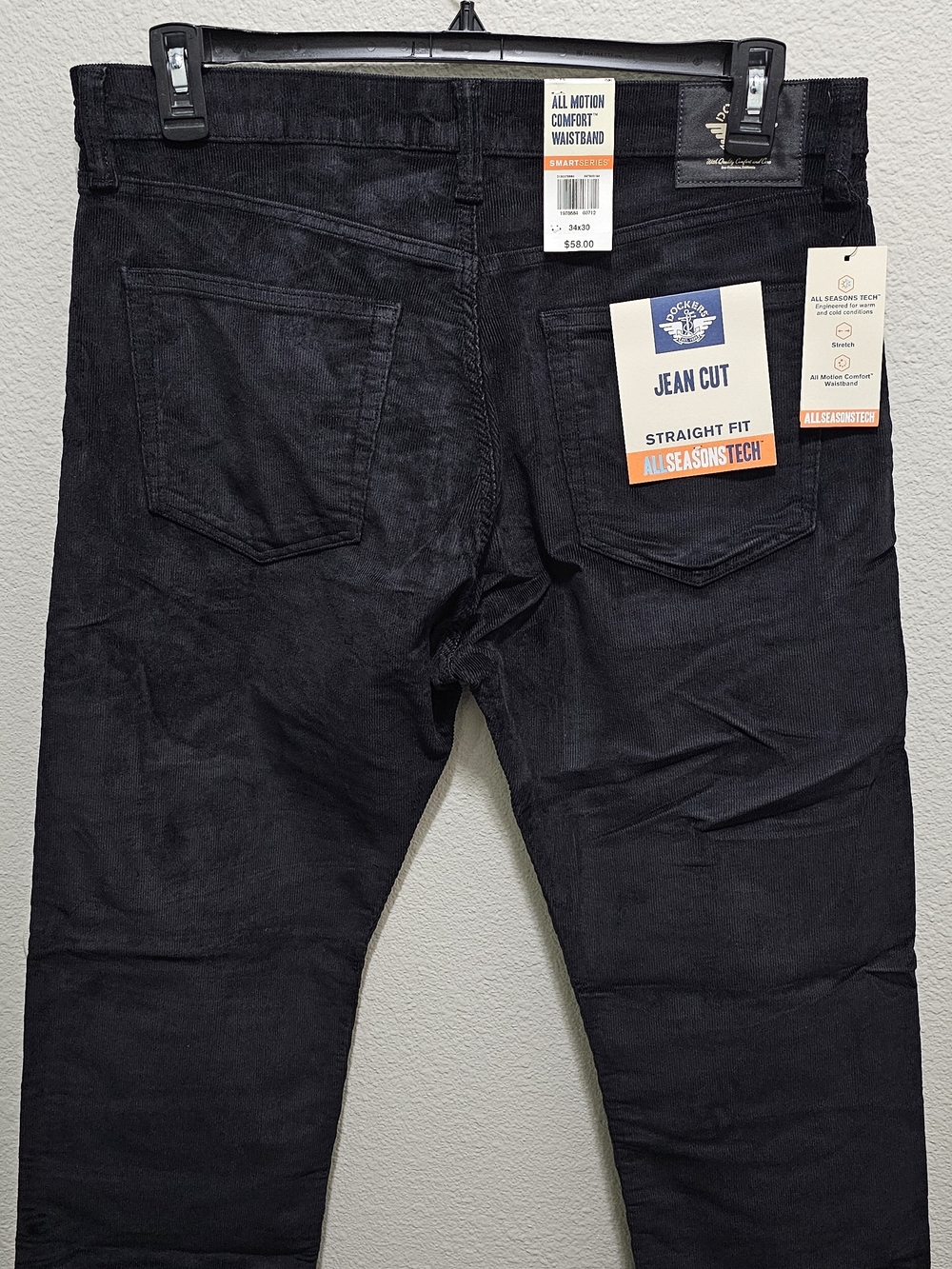 Dockers Men's Black Corduroy Straight-Leg Pants - Picture 2 of 2